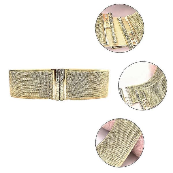 Dame Bredt Bælte Mode Elastisk Guld Waspie Bælte Universal Waspie Kjole Dekorative Tilbehør Glitter Taljebånd