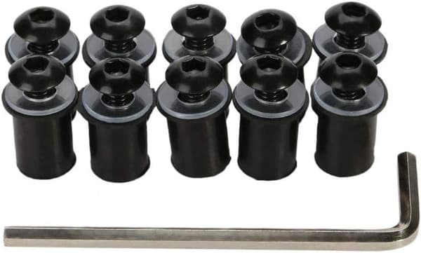 2025 Ny 10-pack Motorcykel M5 Skruvsats, Universal Motorcykel Vindruta Mutter Bult Solid Skruv