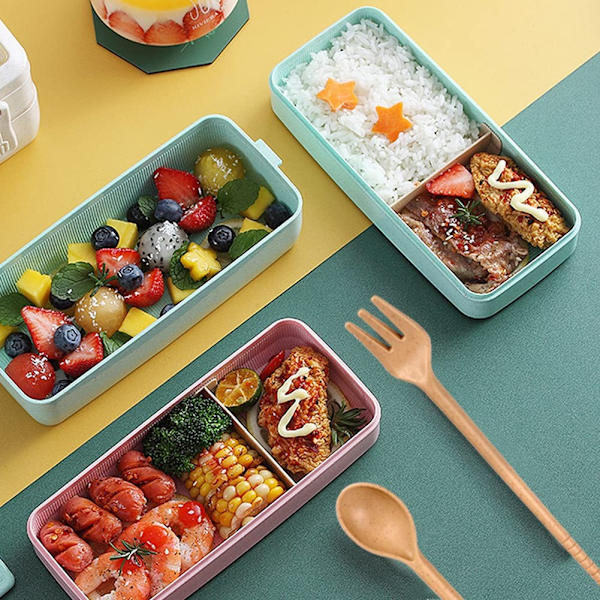 2025 Ny Bento Box Matlåda, 3-i-1 Fackbehållare, Läcksäker Miljövänlig Stapelbar Bento Matlåda för Matförberedelse