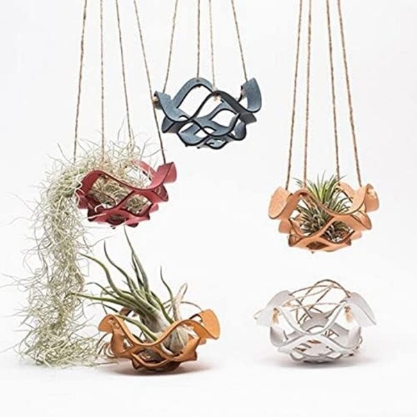 Läderhängande blomkruka - För inomhus- och utomhusbruk - 31 cm / 15 cm, vit