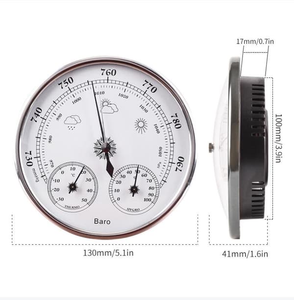 Barometer Værstasjon med og Hygrometer Termometer 3 i 1, stk