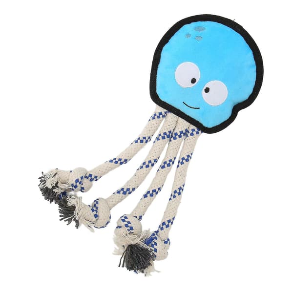 Squeaky Dog Toy Interactive Reduce Boredom Octopus Dog Toy with Rope for Dogs Chewing Biting Training