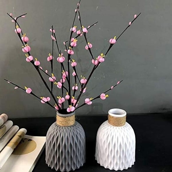 Plastblomvas, Heminredning Dekoration Inredning Tillbehör Prydnadsset med 1 Vas för Heminredning, Grå