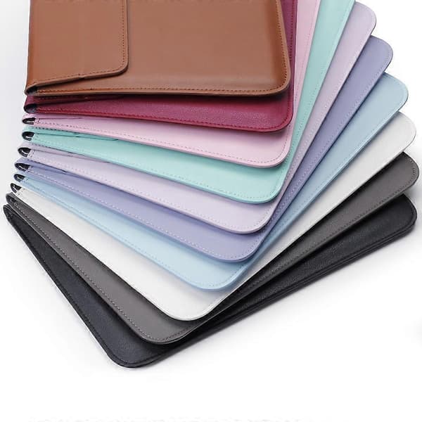 Konvolutstil PU Læder Laptop Taske Etui til MacBook Air 13,3-tommer/iPad Pro 12,9 - Sort