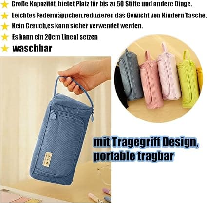 1 Large Capacity Pencil Case with Compartments (Dark Blue)
