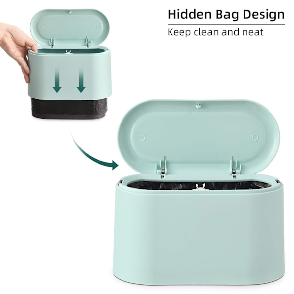 Mini skrivbordspapperskorg med skrivbordslock Liten papperskorg Kontor kan Plast Ljusgrön