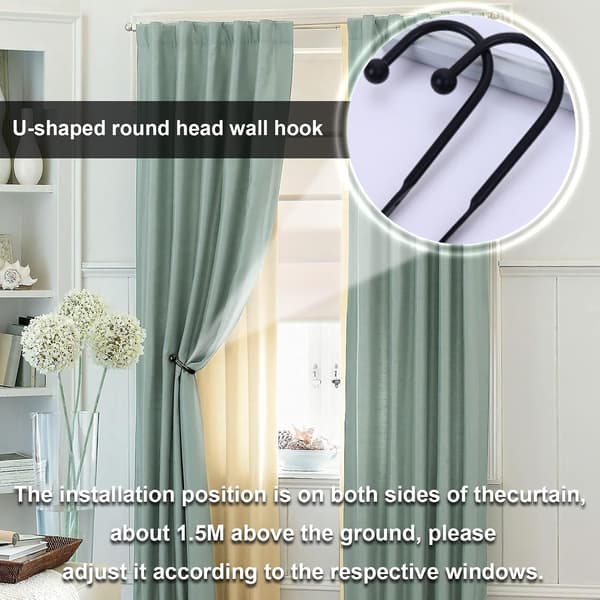 Curtain Tiebacks, 2 Pcs Curtain Holdbacks with Screws, Wall Mounted Curtain Holder Drape Accessories for Window Shower Curtain, Black