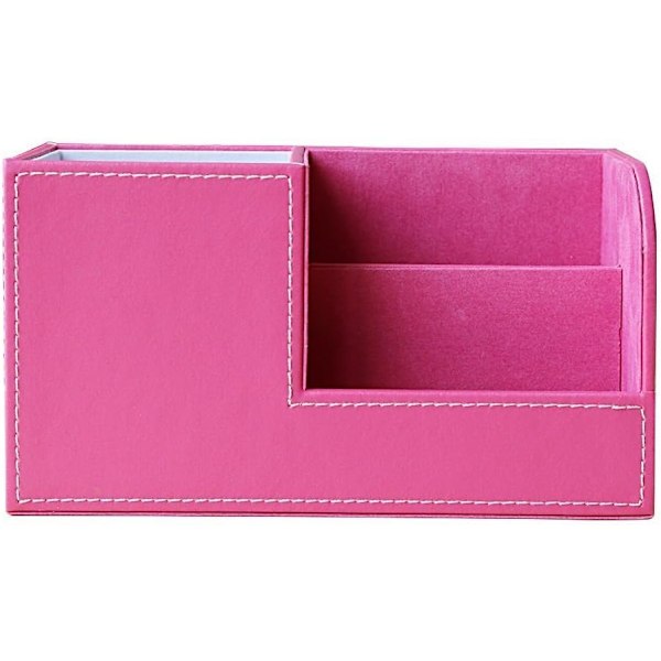 Multifunktionell skrivbordsorganisatör 3 förvaringsfack pennhållare (rosa)