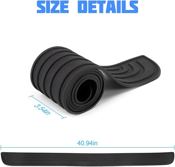 Rear Bumper Protector, 104 cm x 9 cm Rubber Trunk Protector, Fits Most Car Exterior Accessories (Black)