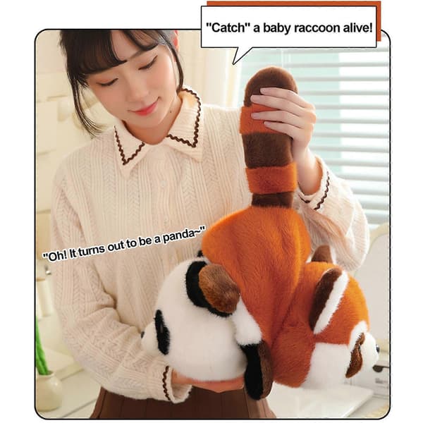 Giant Panda and Transforms into a Brown Red Panda. Red Panda Doll Plush Toy Transforms into a Giant Fox Doll, 100% New