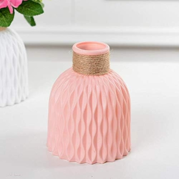Plastblomvas, Heminredning Dekoration Inredning Tillbehör Prydnadsset Med 1 Vas För Heminredning ， Rosa