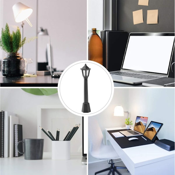 Generisk 4 st mini gatulampa stolpe modell tåg lampa stolpe lampor miniatyr julby väg