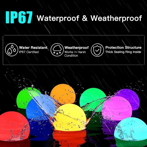Flytande poollampor, 16 färger LED Glow Pool Ball Lights med fjärrkontroll, vattentät upplyst pool