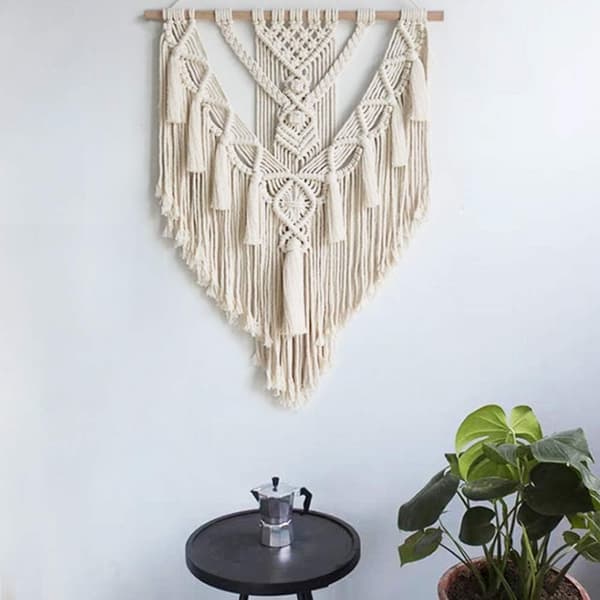 Macrame väggbonad bomull liten konst vävd gobeläng väggdekoration Boho Chic 50 * 75cm