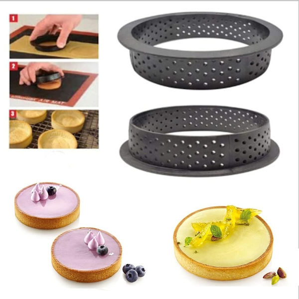 2025 Lämplig 8 ST Perforerad Kakform Skärare Rund Form Mousse Cirkel Ring, Cirkel Tartlett