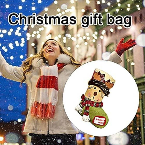 Älg Julstrumpor Julstrumpa, Stor Julgåva Väska, 23Cm Julstrumpa Presentpåse För Chokladkex