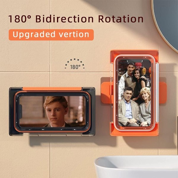 Duschtelefonhållare vattentät 2022 uppgraderad version, 180° roterande badrum duschtelefonhållare, hej