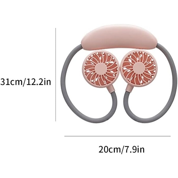 Halsfläkt mini kyl USB-fläkt handsfree fläkt lat tyst halshängande halskylfläkt rosa