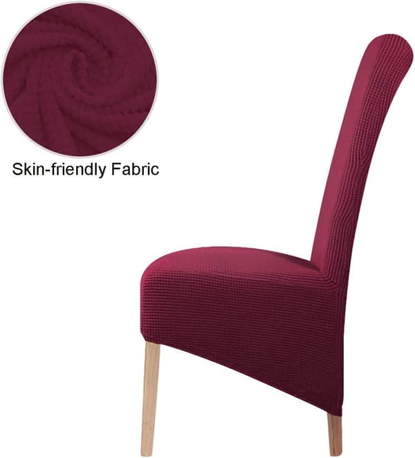 Stor stretch Jacquard matstolsskydd (vinröd, 2 stycken)