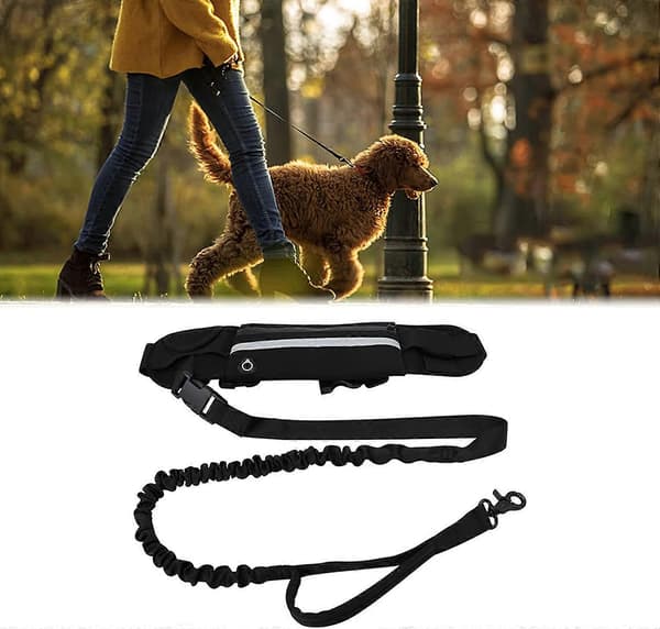 Justerbart midjebälte handsfree hundkoppel för löpning, träning, promenader, husdjurskoppel, midjeväska, justerbart midjebälte