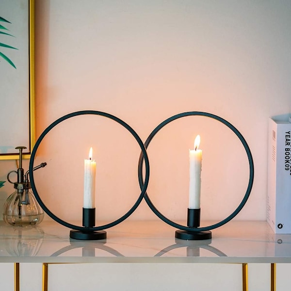 2-pack konljusstakar i skandinavisk stil, geometriska små ljusstakar i smidesjärn
