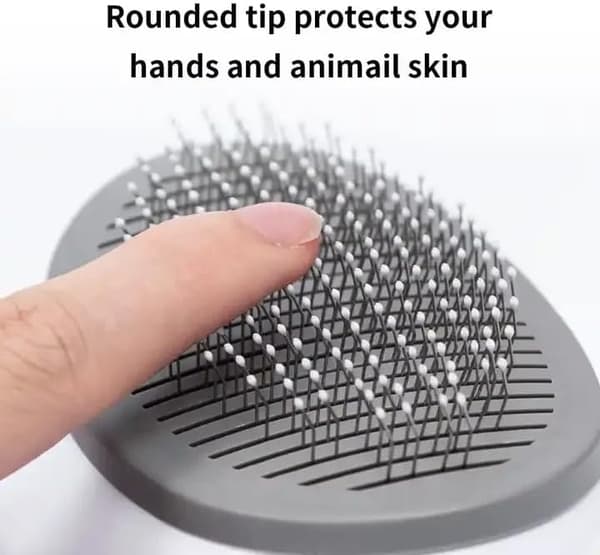 Self-Cleaning Slicker Brush for Dogs and Cats - Grooming Comb with Smooth Handle and Cleaning Button - Pet Care Tool