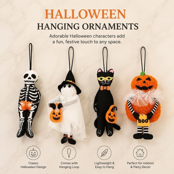Halloween Spøkelsesgresskar Anheng, Hengende Pynt til Festscenedekorasjon Svart