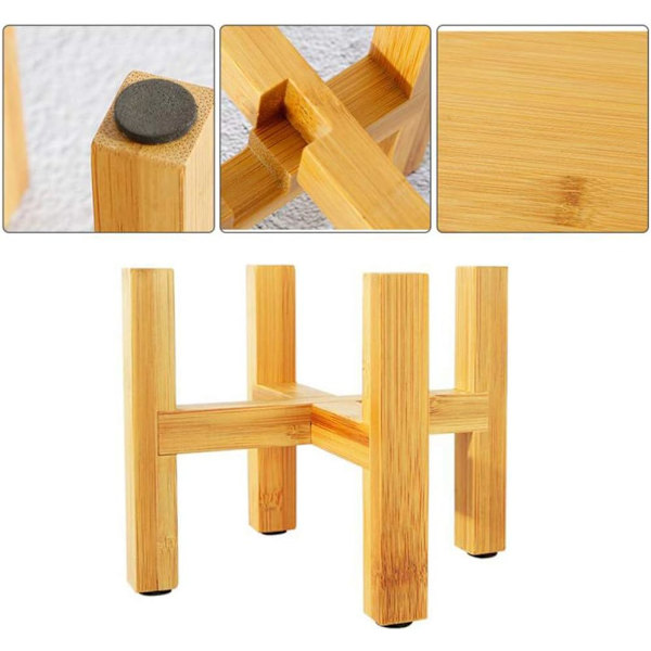 Naturlig bambu blomkruka stativ, djärva ben, lämplig för trädgård, vardagsrum, hall, arbetsrum, sovrum,