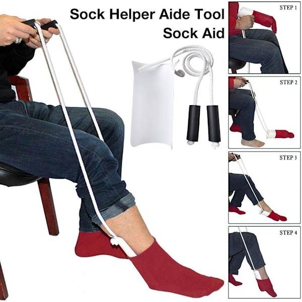 2025 Lämpligt sockhjälpmedel för att ta på strumpor, sockassistent, glidare, enkelt att ta på och av strumpor, glidare för