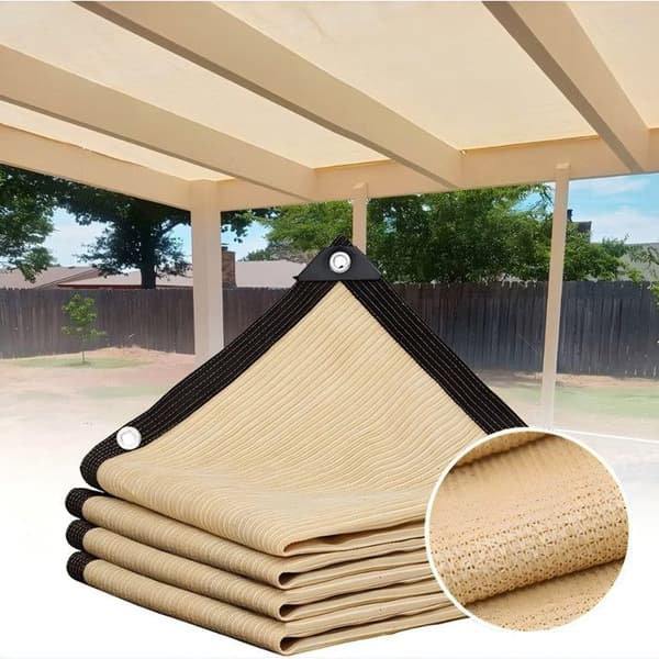 3x4m Solsejl, 90% UV-blokering, Åndbart Net, Varmeisolering & Solbeskyttelse – Beige