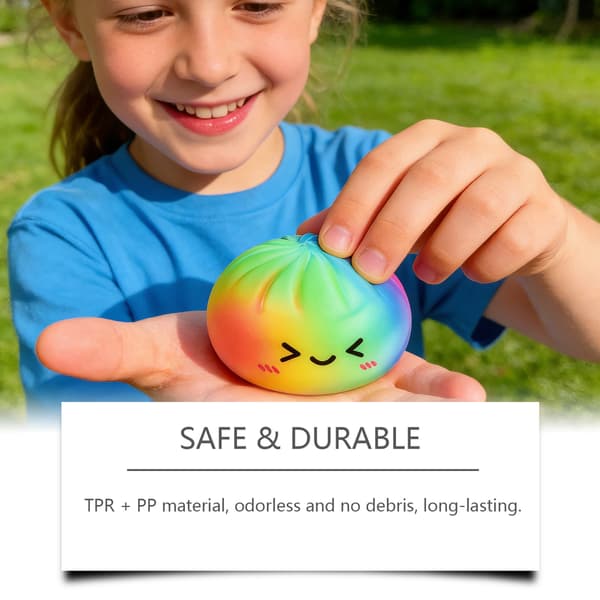 Giant Dumpling Squishy, 6/10 inch Jumbo Dumpling Stress Ball, Soft Squeezable Decompression Dough, Stress Relief Ball