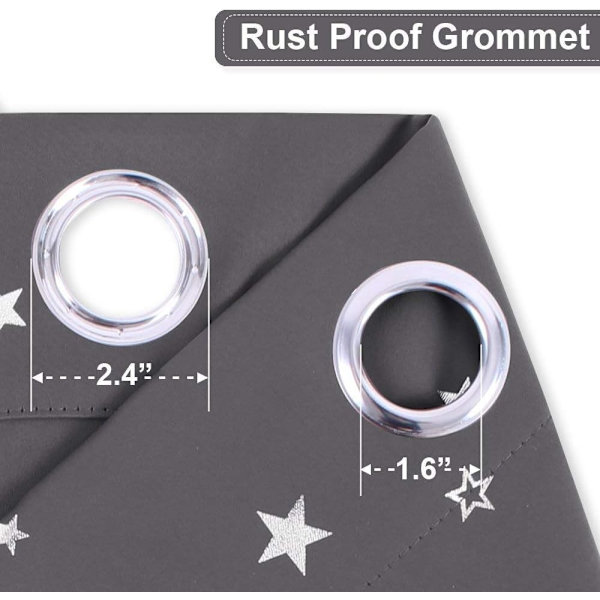 Deco sovrums gardiner - Silver Star Pattern termisk isolering mörkläggningsdraperier