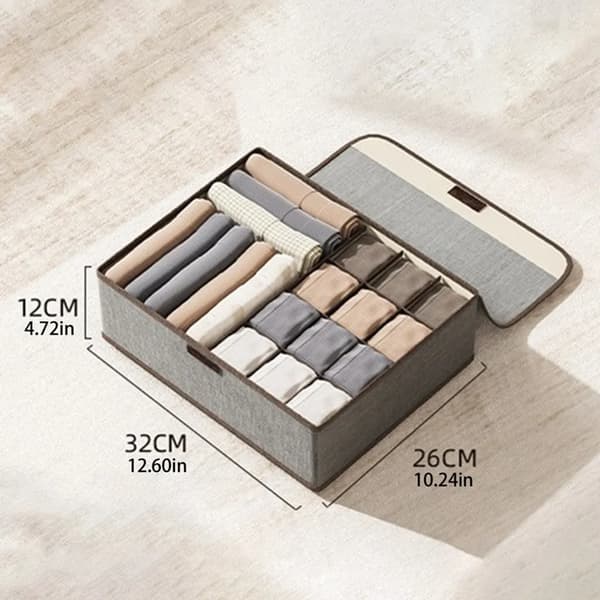 Skuffeorganisator foldbare skabsrum opbevaringsboks organisationssystem til undertøj bh'er sokker underbukser trusser (beige)