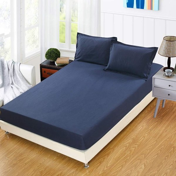 Lakan med resår 150X200 Cap 30 Cm Madrasskydd Polyester Sängset, Blå (Exklusive örngott)