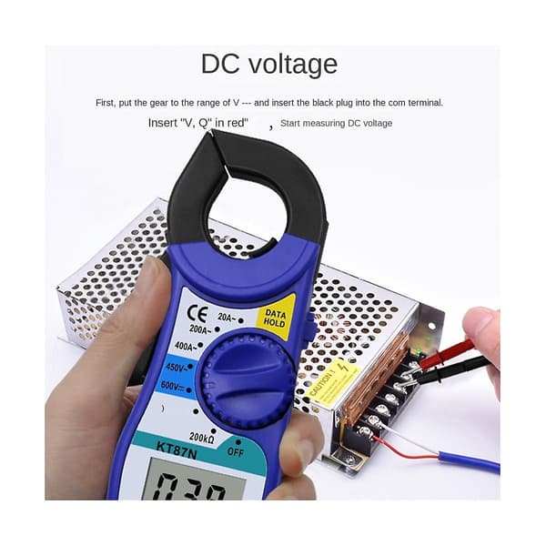 Digital klämmätare, AC/DC strömspänningstestare, frekvensräknare, effektmätare, 400A, 600V, multimeter med datahållning, summer, LCD-display