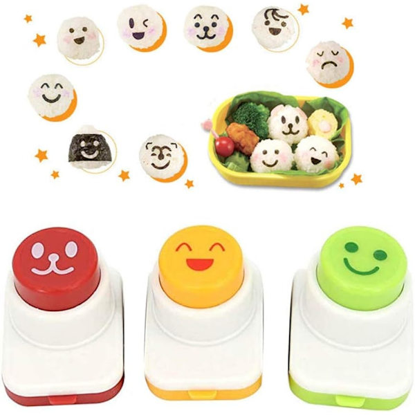 3 st Onigiri-form Sushi-form Ansikte Leende Mönster Dekoration Diy Präglingsenhet