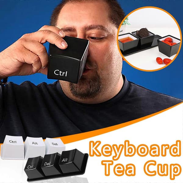 3 st Tangentbord Kaffe Te Vatten Kopp Ctrl Del Alt Nyckel Mugg Med Bricka Set, 50% Erbjudande