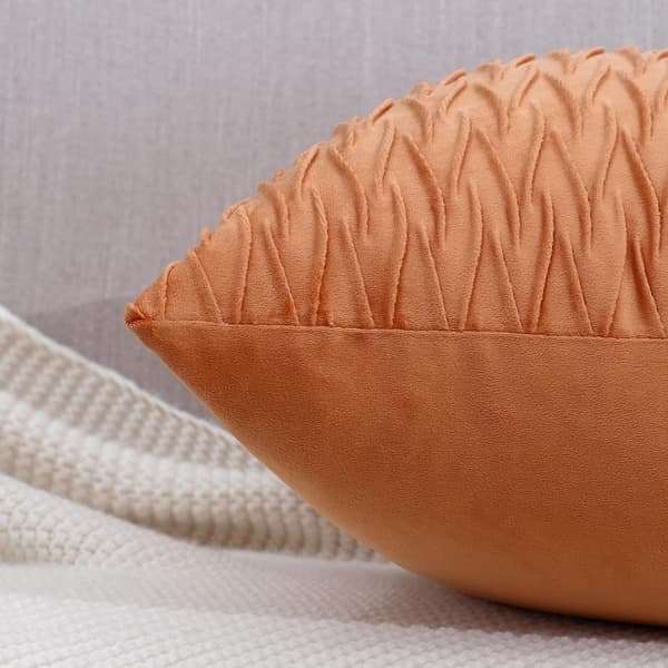 Orange Sammet Dekorativ Kudde Set 45x45cm 2 Delar Lyxig Soffa Sovrum (Utan kuddkärna)