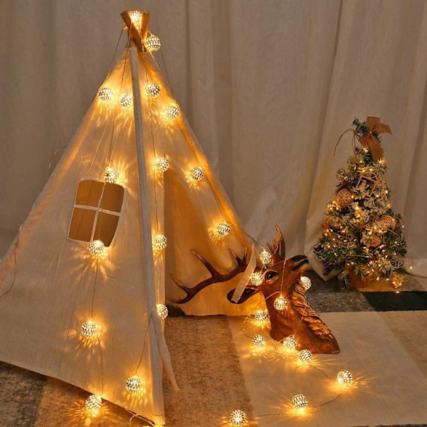 Marockansk lampa, LED-ljusslinga, juldekoration, inomhusljusslinga, 3 meter | 20 varma