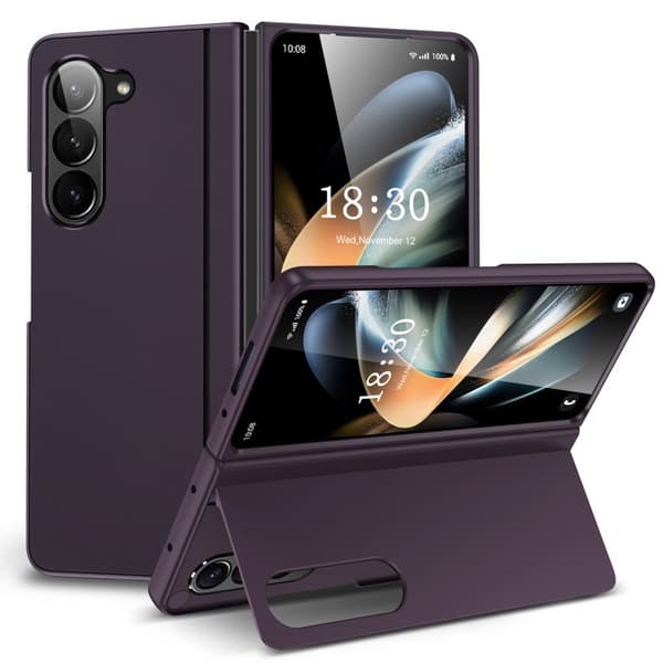 Compatible with Z Fold7, suitable for Samsung foldable screen phone case, invisible magnetic stand, anti-drop protective case, deep purple