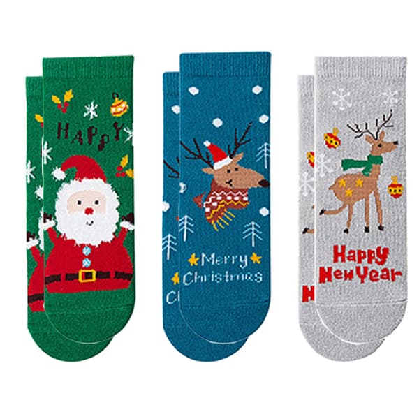 3-pack söta barnstrumpor varma vinterstrumpor unisex bomullsstrumpor julklapp