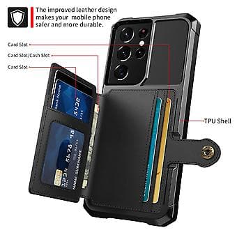 Læder Wallet Case med Kortlommer til Samsung Galaxy S21 Ultra 5G