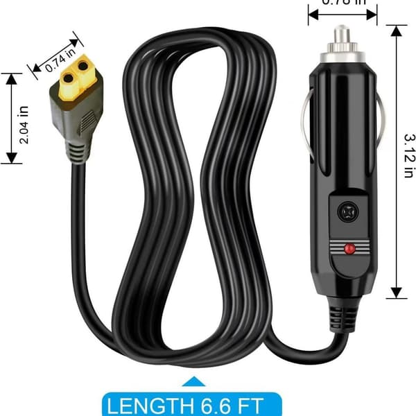 12AWG bil cigarettænder til XT60 adapterkabel til ALLPOWERS R600 R1500 R2500 S2000 Pro Ecoflow Delta / River An, sort black