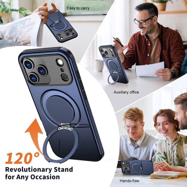Compatible with iPhone 17 PRO Max, rugged and durable phone case, rotating damping magnetic mount, 2-in-1 anti-drop Apple protective case green
