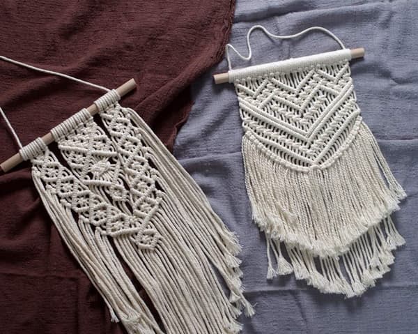 2-pack Macramé-väggbonader - Liten konst, vävd gobeläng, boho-konst, heminredning - Platt, sovsal