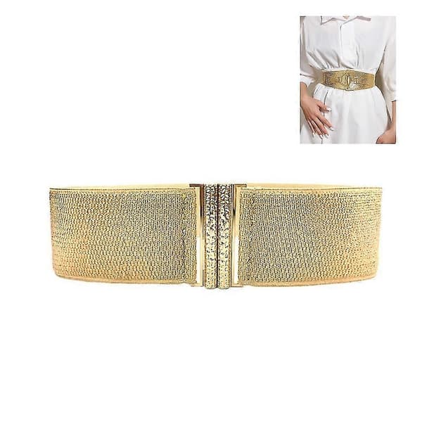 Dame Bredt Bælte Mode Elastisk Guld Waspie Bælte Universal Waspie Kjole Dekorative Tilbehør Glitter Taljebånd