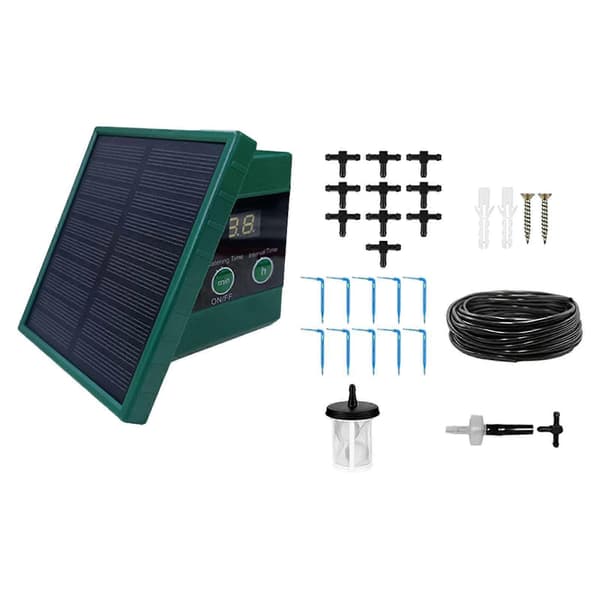 Solar Drip Irrigation System Kit med Timer Auto Plant Självbevattningsanordning Hem