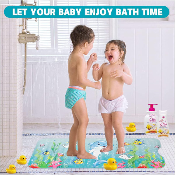 2025 Ny Halkfri Badmatta 100x40cm med 200 Sugkoppar PVC Material BPA-Fri Badmatta | Tecknad Havsdjur