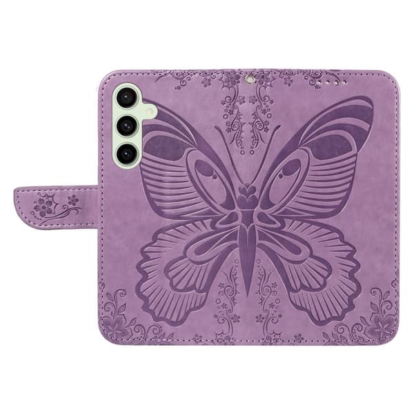 For Samsung Galaxy S24 FE Case Stand Wallet Case Butterfly Pattern - Purple Lila purple