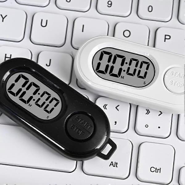 2pcs Keychain Stopwatch with LCD Screen Digital Countdown Timer Mini Portable Electronic Pocket Watch
